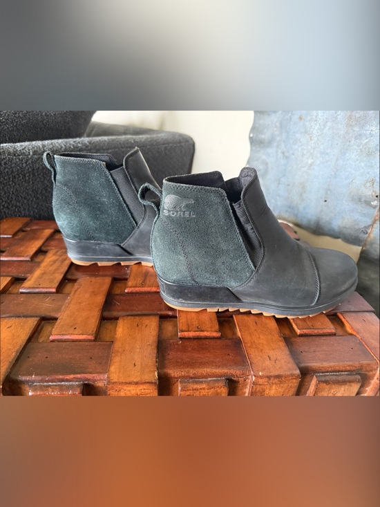 Sorel Shoes - SOREL Black Leather Suede Chelsea Wedge Ankle